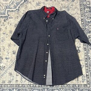 Tommy Hilfiger Blue and Red Casual Button Down Shirt